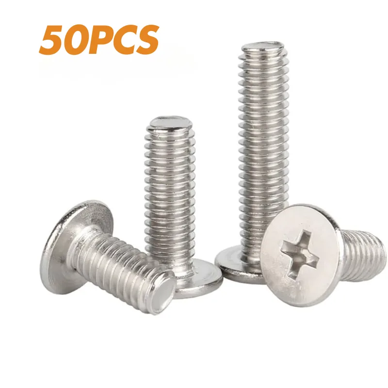 304 M3*8 50Pcs  Stainless Steel Cross Flat Head Screw