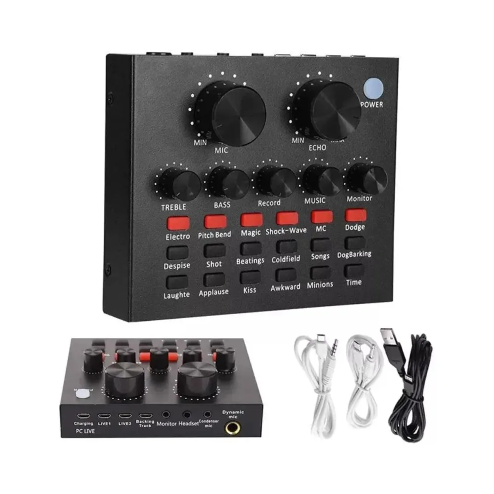 V8 Professional Sound Card Streaming Live Broadcast Podcast Recording Studio Equipment